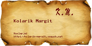 Kolarik Margit névjegykártya
